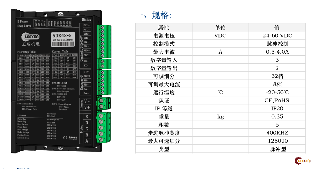5相閉環(huán)步進(jìn)電機(jī)驅(qū)動LC5DE42-2 – 高性能、高精度的步進(jìn)電機(jī)驅(qū)動方案